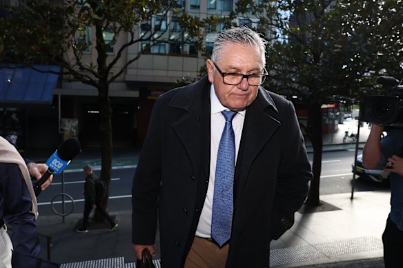 Ray Hadley outside the Downing Centre Local Court on Wednesday.