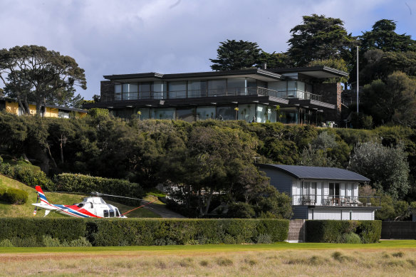 Seat of power: The Fox compound in  Portsea where Daniel and Catherine Andrews dined at the start of the year.