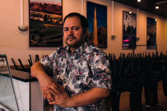 Sayed Hussainizada, an Australian Hazara Afghani, in his family restaurant in Campbelltown.