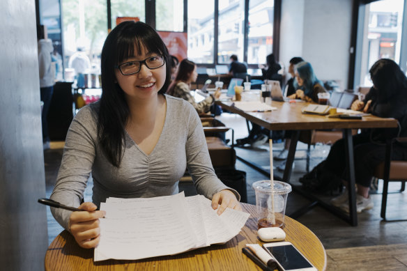 Tiffany Nie and other students have been preparing for HSC exams by studying at Starbucks in Chatswood from 7.30am every day.