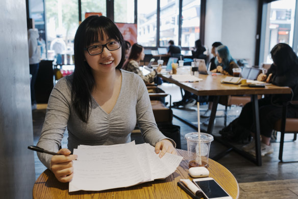 Year 12 student Tiffany Nie, photographed in 2020, was among many students around the world who have made use of Starbucks as a study space.