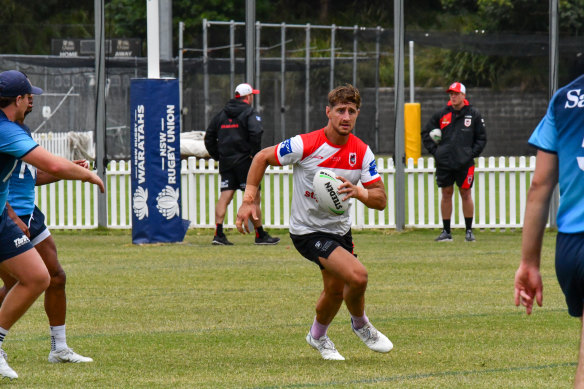 Zac Lomax trains with the Dragons and Waratahs on Monday.
