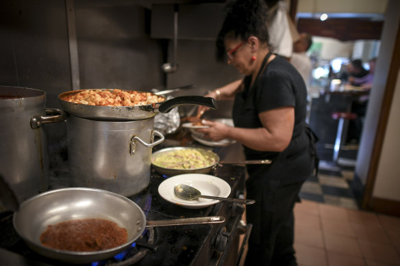 Head chef Lucia D'elio kneads hundreds of pillows of gnocchi by hand for gnocchi day every Friday.