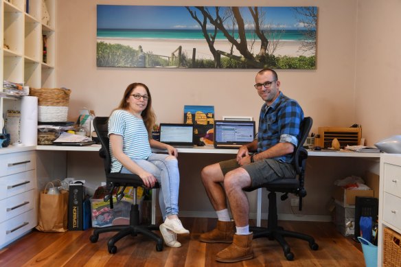 Brooke Meenhan and Jase King are both working from home in Frenchs Forest.