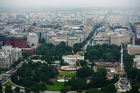 Construction on the White House grounds.