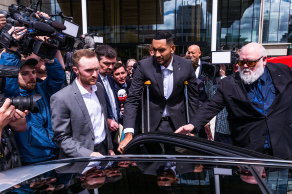 Nick Kyrgios leaves court on Friday afternoon. 