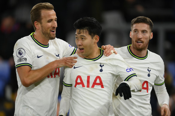 Tottenham goalscorers Harry Kane, Son Heung-min and Matt Doherty.