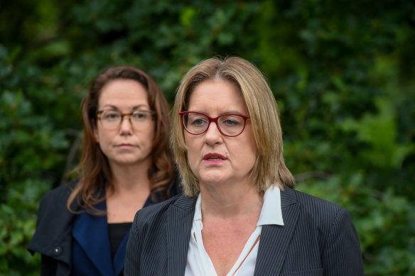 Treasurer Jaclyn Symes and Premier Jacinta Allan.