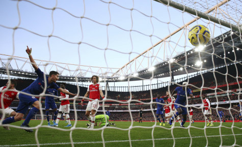 Chelsea's Jorginho celebrates scoring against Arsenal on Sunday.
