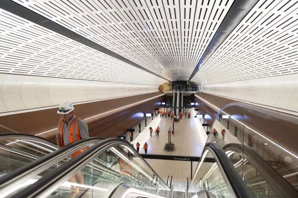 The space-age like Victoria Cross metro station in North Sydney.