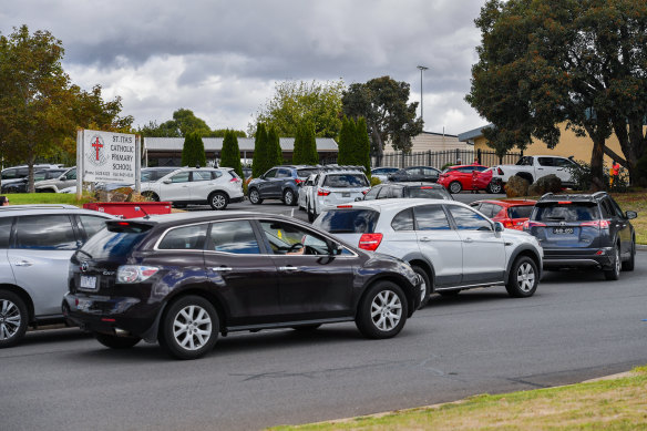 Traffic during school pick-up time in Drouin. 