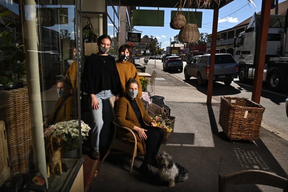 Louise Christenson with daughters Meg Christenson and
Anna Maguire at the Worn out Wares shop in Singleton. 