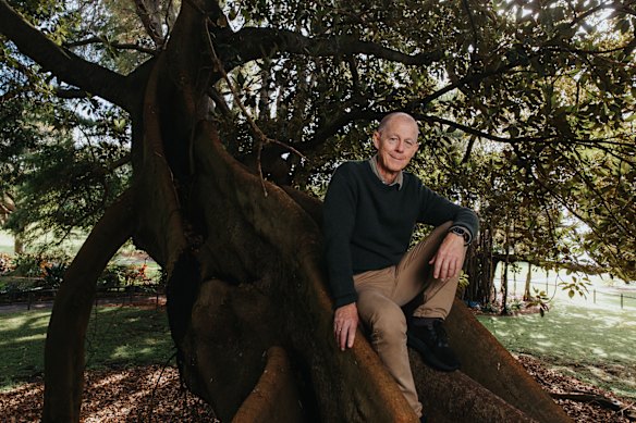 Dr Brett Summerell, Chief Botanist at the Royal Botanic Gardens, within the canopy of a threatened fig. 
