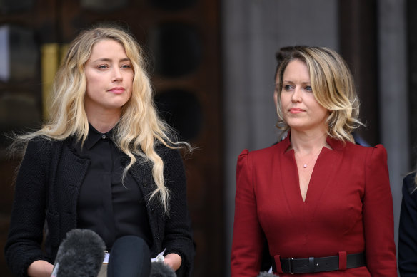 With Amber Heard in 2020. Both women faced “relentless trolling” during the defamation case filed by Johnny Depp.