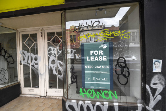 Empty shops in Melbourne's inner-city.