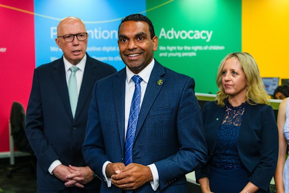Benson Saulo appears with Opposition Leader Peter Dutton during the campaign.