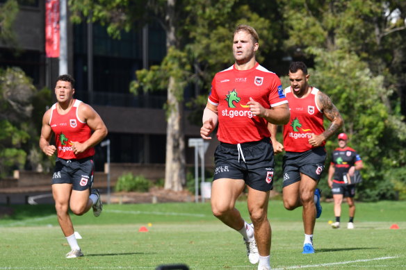 Jack de Belin training with the St George Illawarra Dragons.