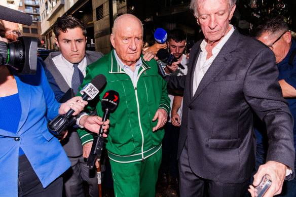 Alan Jones leaving Day Street Police Station after being released on bail.