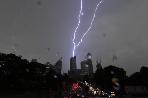 A lightning strike on the CBD on Friday.