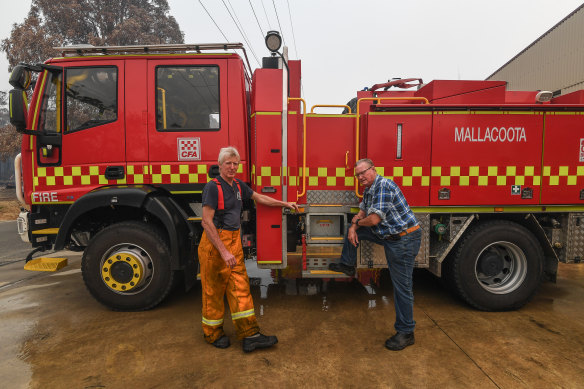Local firefighter Dean Sewell (left) battled the bushfires on New Year's Eve. 
