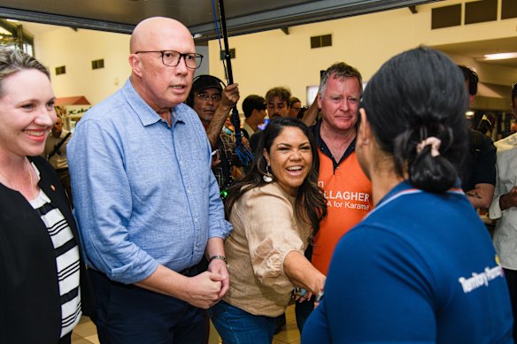 Dutton began his day in Cairns, flew to Darwin for a crime round table with Jacinta Price and then flew back to Melbourne. 