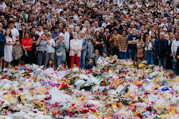 Hundreds of people at the site on Tuesday night.