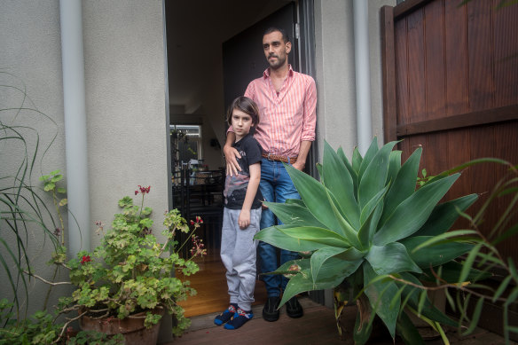 Miguel Bernardo, with his son Edward, is facing eviction after losing his job as a chef when the industry shut down due to coronavirus.