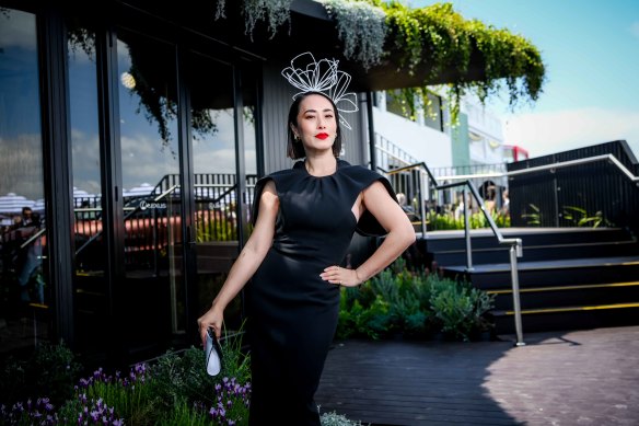 Melissa Leong outside the Birdcage marquee.