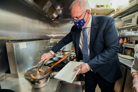 Prime Minister Scott Morrison, pictured in Melbourne this week, is making up for lost time.