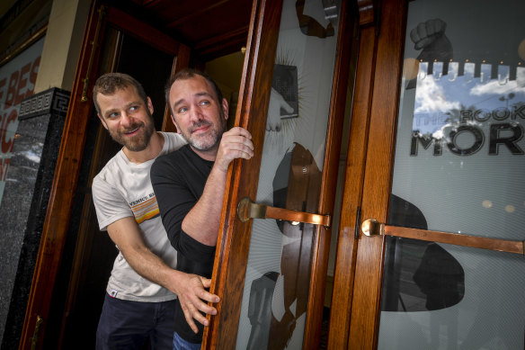 South Park and The Book Of Mormon creators Matt Stone (L) and Trey Parker in Melbourne for the opening of The Book of Mormon in 2017.