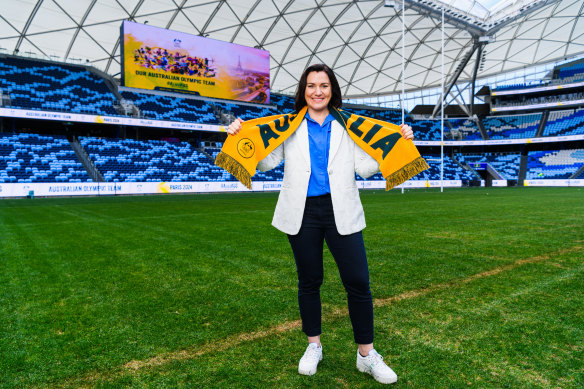 Australian chef de mission Anna Meares, photographed at Allianz Stadium, after giving a press conference before heading to Paris for the Olympics. 
