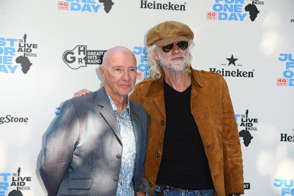 Midge Ure with Bob Geldof at the Live Aid 40th Anniversary Gala.