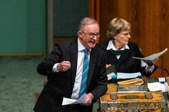 Prime Minister Anthony Albanese in question time today.