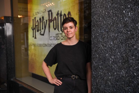 Allee Richards at the Princess Theatre, where she never tires of watching <i>Harry Potter and the Cursed Child</i>.