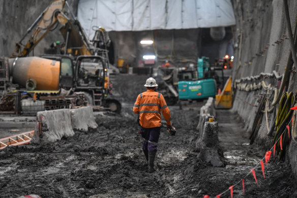 Work stopped on a section of the Metro Tunnel project for several hours because of the union action.