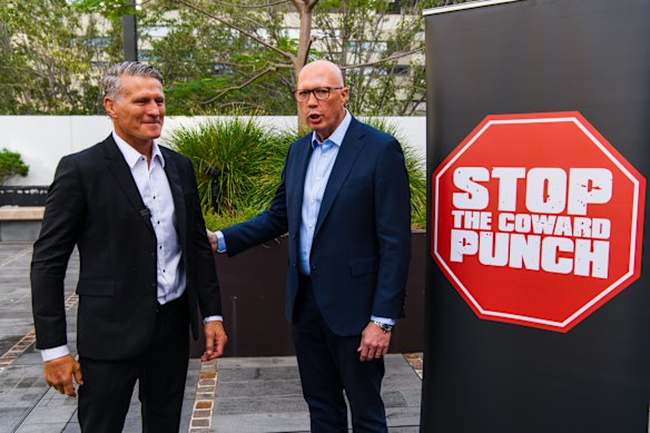 Dutton met boxer Danny Green as he pledged $1.5m to stop the coward punch.