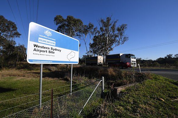 A sign late last decade shows the site of the new airport at Badgerys Creek.