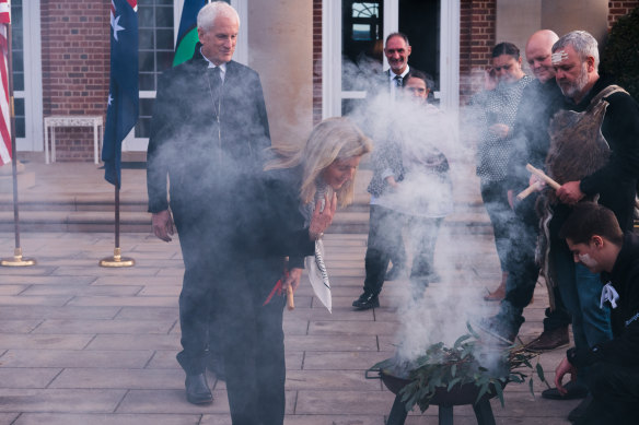 The smoking ceremony to welcome Caroline Kennedy to the embassy. 
