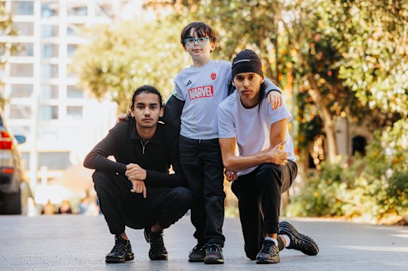 Taking a stand: Russell Edwards, 15, and Kayne Jarrett, 18, with their cousin Stanley Correy, 8.