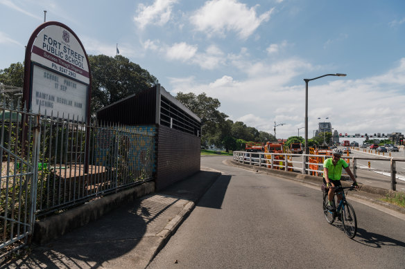 The cycleway at the southern end of the Harbour Bridge passes over Department of Education land.