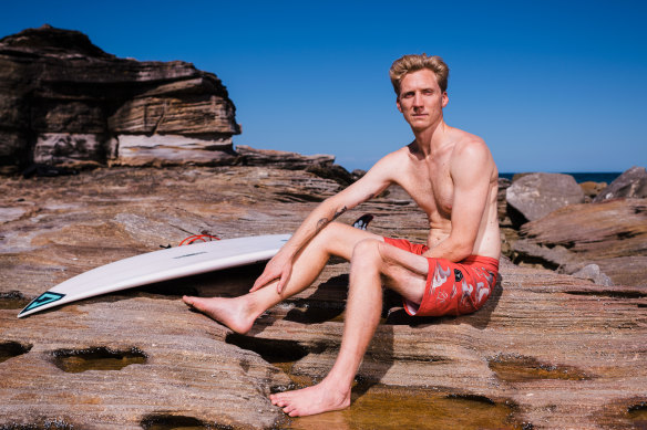 Shark attack survivor Brett Connellan at Maroubra Beach.