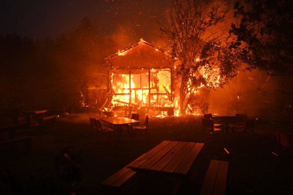 A property ablaze and abandoned in Bilpin on Saturday night.