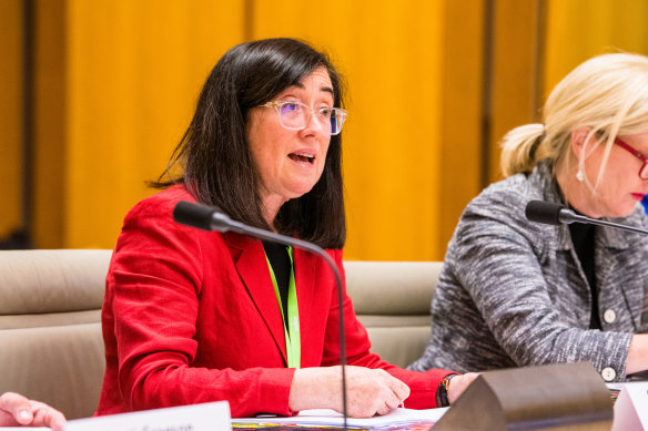 Chair of the ACCC, Gina Cass-Gottlieb appearing at the estimates on Wednesday afternoon. 