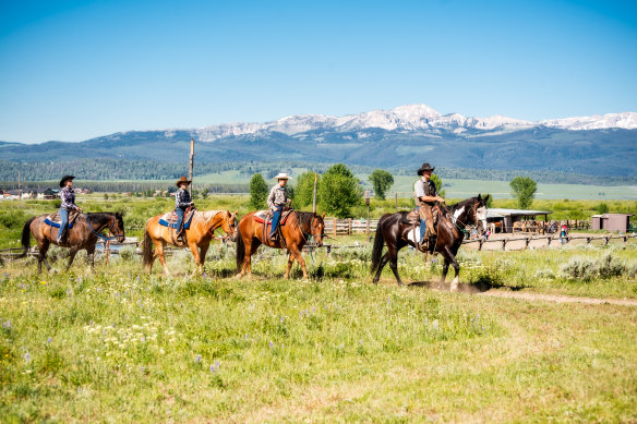 Horse-riding at a ranch in Montana.