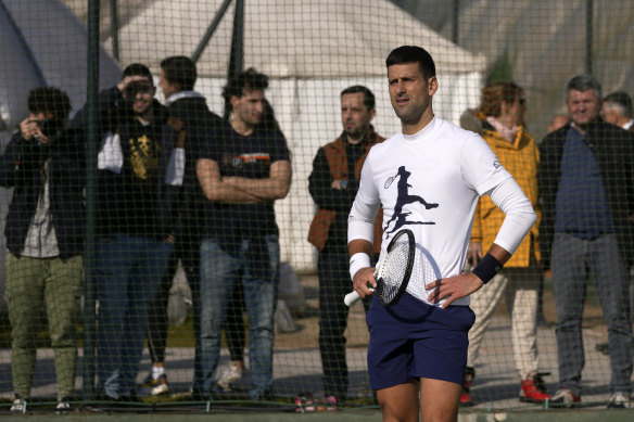 Serbian tennis player Novak Djokovic during his open practise session in Belgrade on Wednesday.
