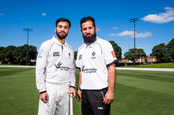 Afghani cricketer Farhan Zakhail with his uncle Javed at Pratten Park.