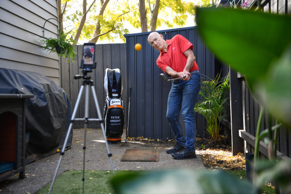 Golf teacher Peter Knight, who has been recording instruction videos from his garden, says it's a 'weird feeling' seeing golf as a political issue.