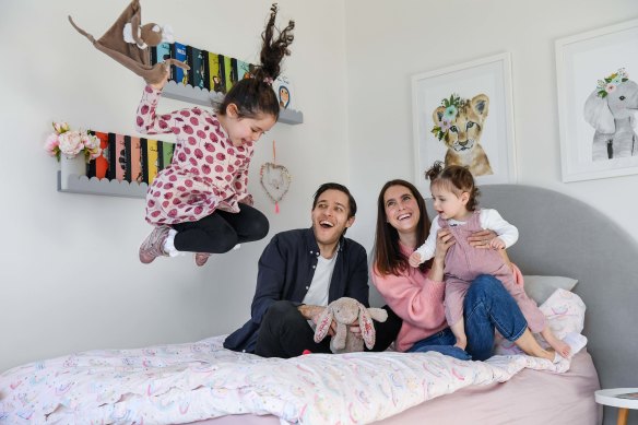 Ellie Gurgiel, husband Josh and daughters Maisie, 4, and Cleo, 18 months.