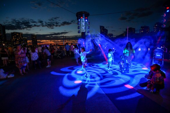 Melbourne’s Docklands during NYE celebrations. 