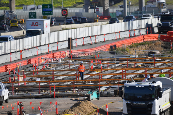 The West Gate Tunnel project under construction on Thursday in Altona North